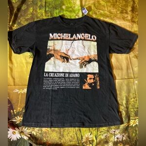 Michelangelo Black Graphic T-Shirt, L, NWT